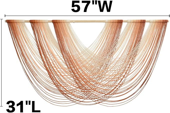 Macrame Wall Hanging Orange Boho Fiber Art Large Decor 57"W*31"L | Boho Wall - Image 5