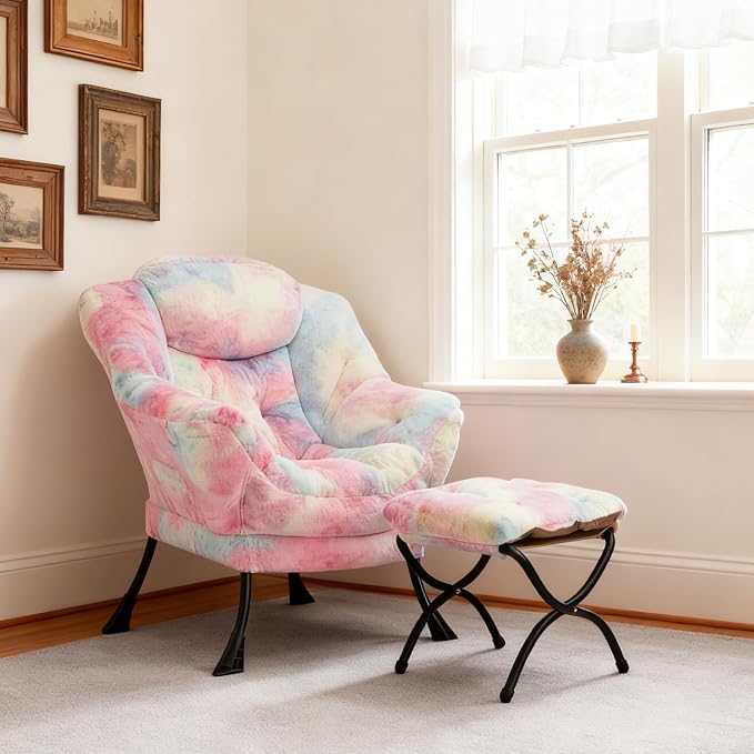 HollyHOME Lazy Chair with Foldable Ottoman, Accent Comfy Lounge Armchair and - Image 2