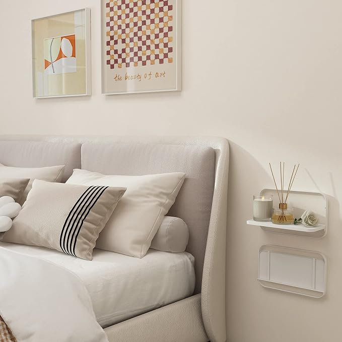 WELLAND White Floating Shelves Set of 2, Small Fold Down Wall Shelf Folding - Image 5