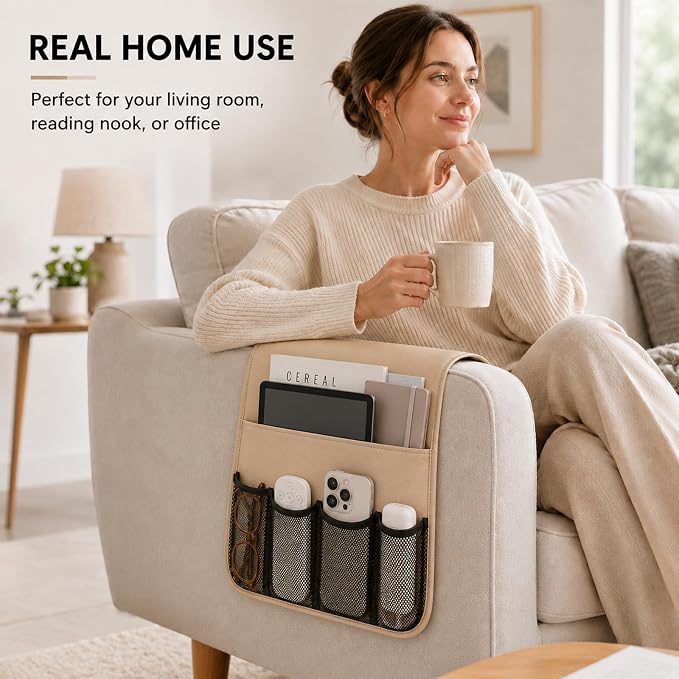 Armchair Caddy for Couch Remote Control Holder Recliner Armrest Organizer Non - Image 8
