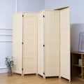 5 Panel Bamboo Room Divider, 5.6 ft Tall Folding Privacy Screen, Freestanding by PawlaBay