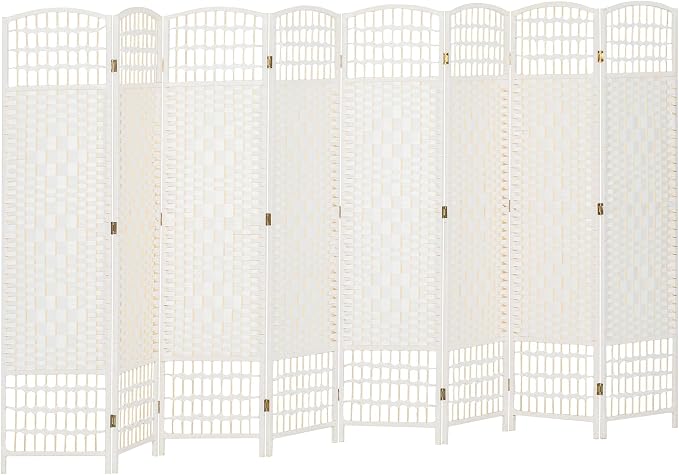 HOMCOM 8 Panel Room Divider, Folding Privacy Screen, Wave Fiber Freestanding by HOMCOM