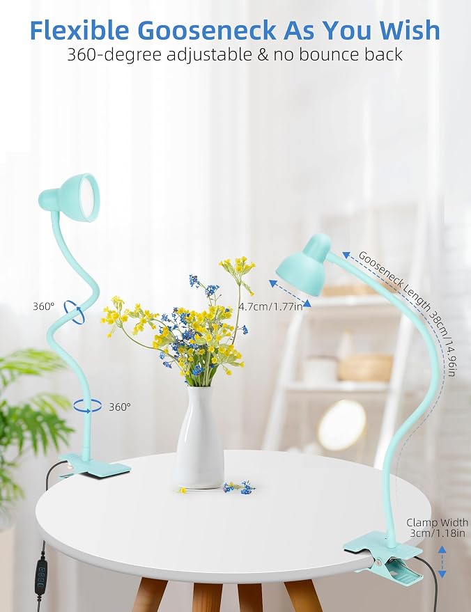 Clip on Reading Light for Bed 3 Color Modes Teal | 10 Brightness Dimmable - Image 5