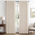 MIULEE 100% Blackout Linen Curtains 42 x 84 Inch Cream Beige 2 Panels | Thermal by MIULEE