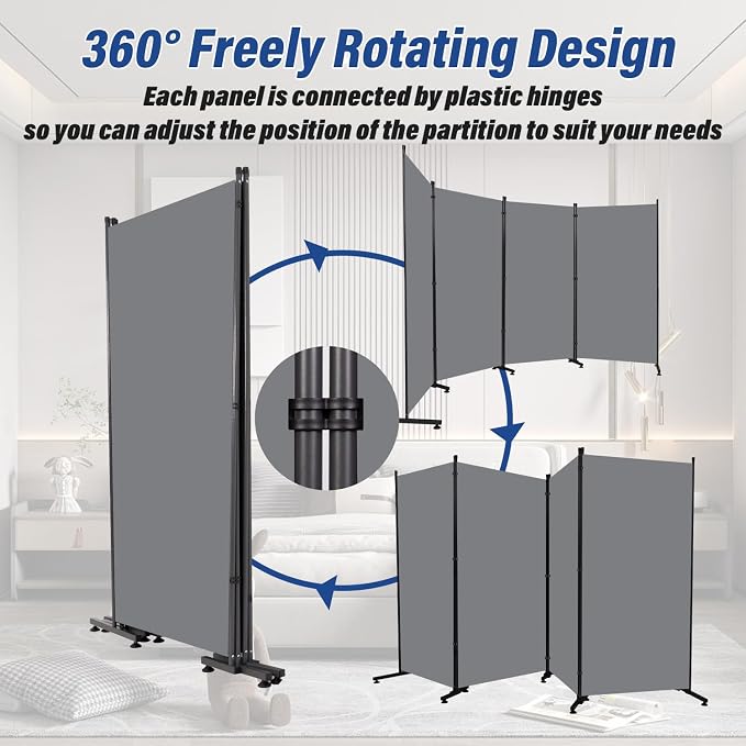 4 Panel Folding Room Divider, Indoor Privacy Screen Space Separator | 6ft - Image 4