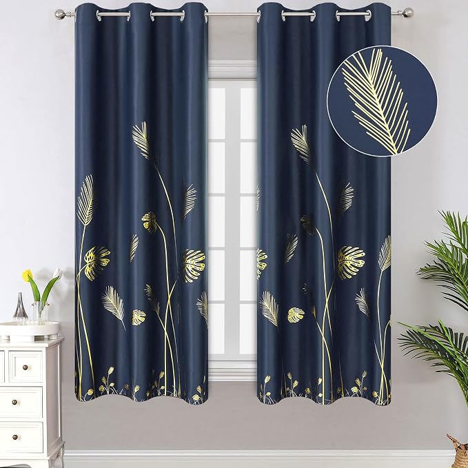 Palm Tree and Wheat Blackout Energy Saving Curtains Light Blocking Window Panels by ESTELARTEXTILER