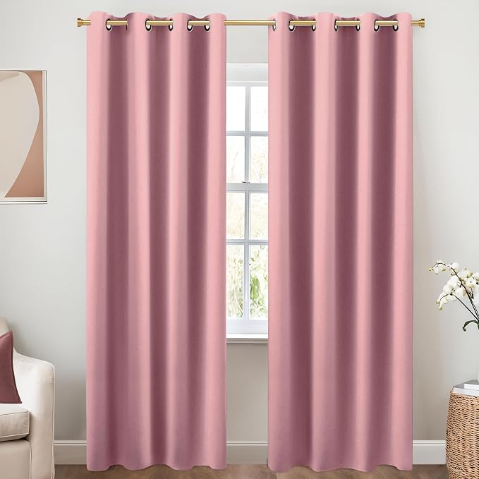 KOUFALL Mauve Curtains 96 Inches Long by KOUFALL