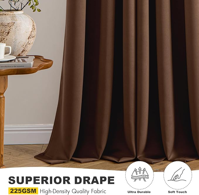 MIULEE Blackout Curtains for Bedroom 2 Panels 40 x 84 Inch Long Mocha Brown | - Image 5