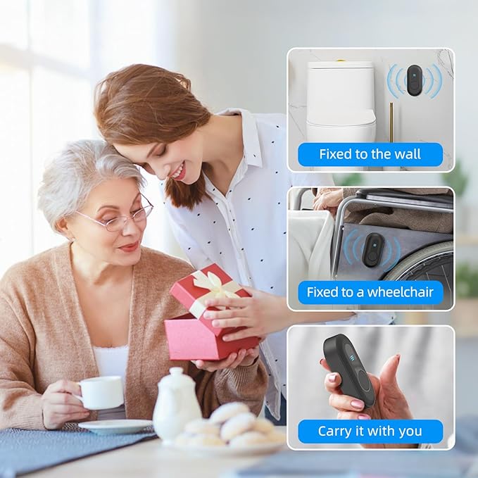 Wireless Caregiver Pager - 500ft Range Nurse Call System with LED Display, 15 Waterproof Call Buttons & 1 Receiver for Elderly, Patients, Disabled at Home, Hospital, Clinic