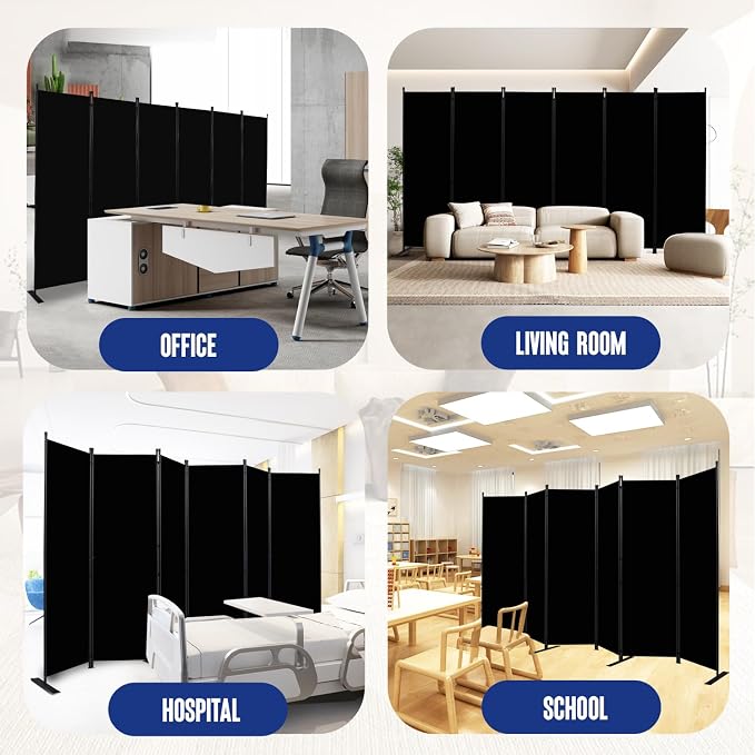 6 Panel Folding Privacy Screen, 11ft W x 6ft H Partition Room Divider Panel | - Image 6