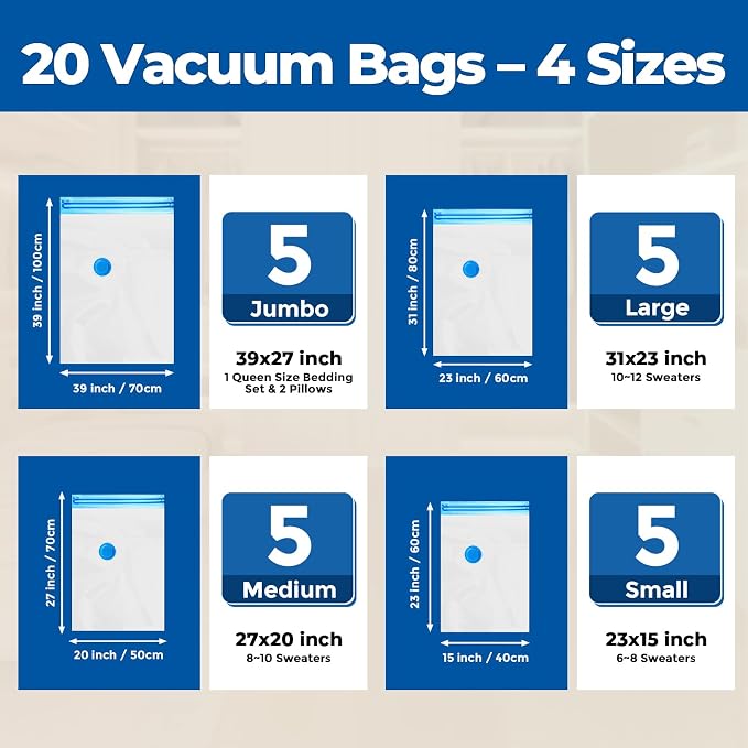 ETENWOLF 20 Combo Vacuum Storage Bags - Image 2