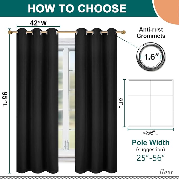 Diraysid 100% Blackout Curtains Black Linen Curtains - Image 5