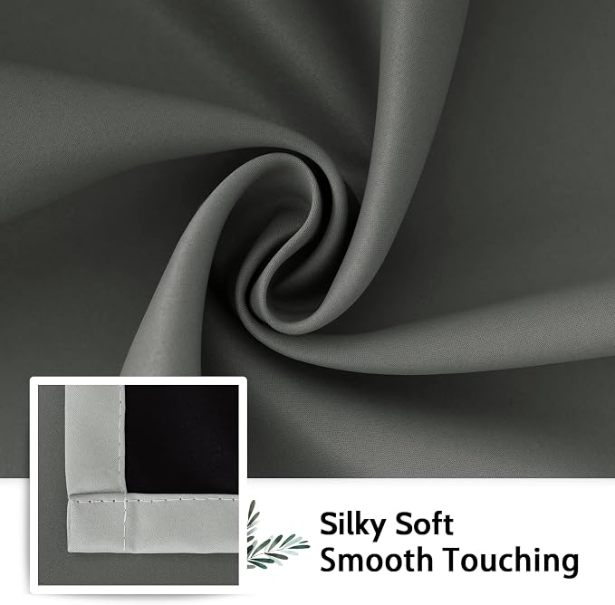 SimpleHome 100% Blackout Ombre Bedroom Curtains Grey and Greyish White - Image 8