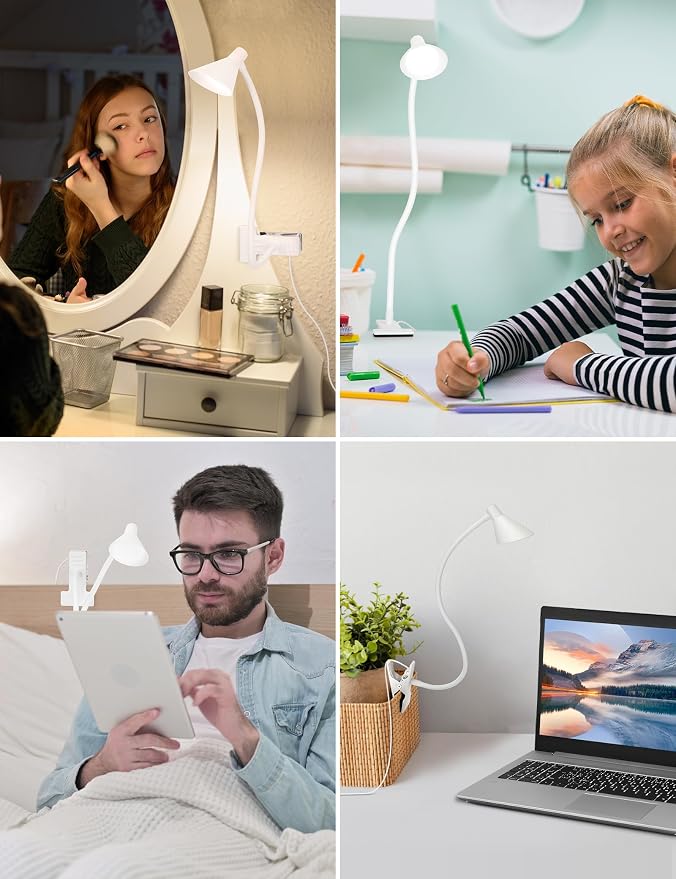 LiFMIRA Desk Lamp Clip on Light USB Reading Light 3 Color Modes White | 10 - Image 6