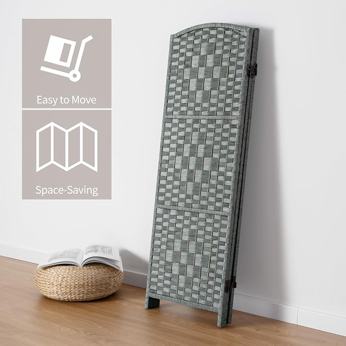 HALLYBEE Short Room Divider, Small Folding Privacy Screens, 3 Panel Grey | - Image 5