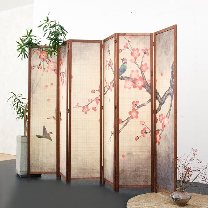 6 Panel Bamboo Room Divider for Room Separation, 5.6 ft Tall Double-Sided - Image 2