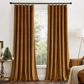 MIULEE Fall Golden Brown Velvet Blackout Curtains Pinch Pleat 52" Wx84 L | 2 by MIULEE