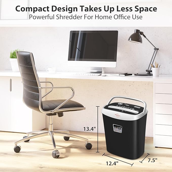 VidaTeco Paper Shredder for Home Office10-Sheet Cross-Cut Shredder with US Patented Cutter,Also Shreds Card/CD/Clip,Paper Shredding Machine for Home Use Heavy Duty with Jam Proof,3.9-Gallon Bin