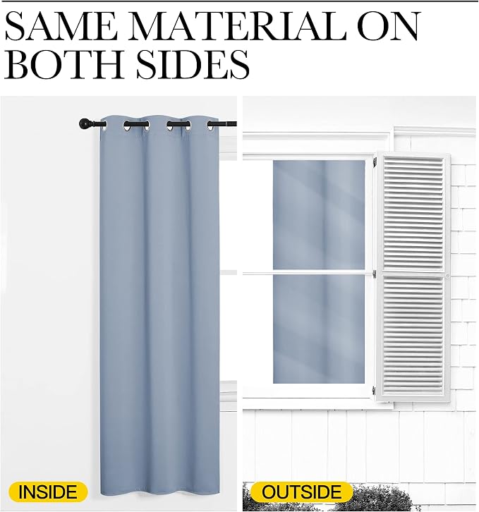 NICETOWN Vintage Blue Blackout Curtains 63 inches Length - Image 5