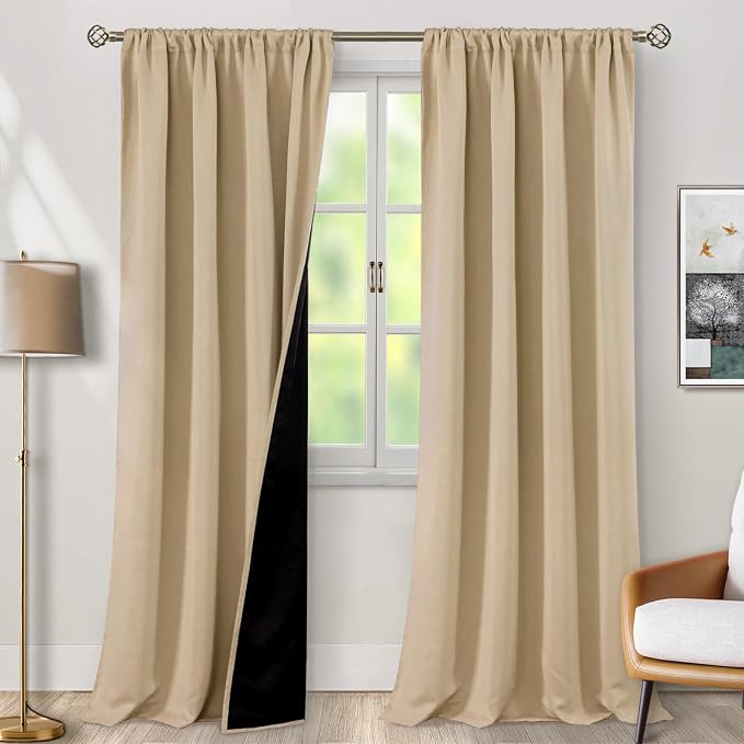 BGment Beige Blackout Curtains for Living Room 108 Inch Length 2 Panels | by BGment