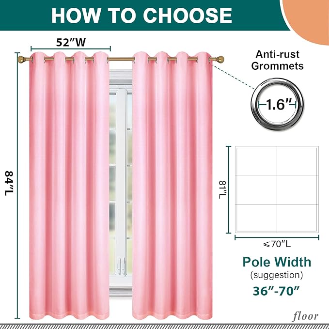 Diraysid 100% Blackout Curtains Pink Linen Curtains - Image 5