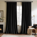 MIULEE Black Velvet Pinch Pleat Blackout Curtains W52 X L108 Inches | 2 Panels by MIULEE