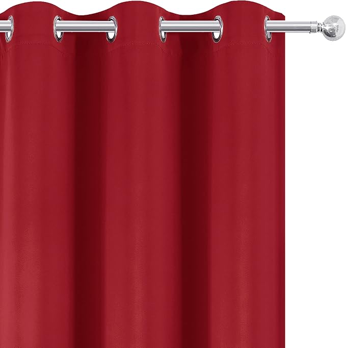 100% Blackout Curtains 52 x 63 Inch/Bright Red Curtains 2 Panels - Image 8