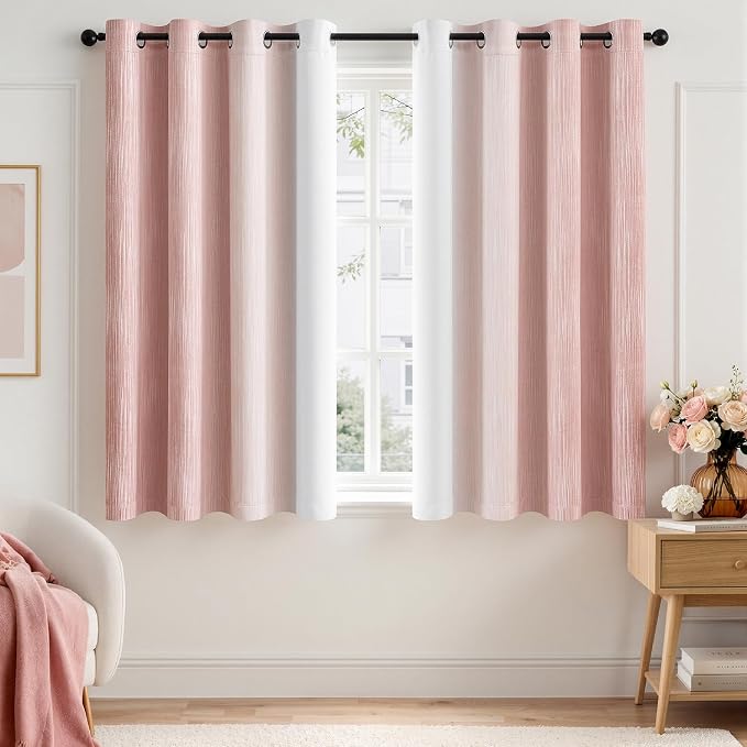 MIULEE Pink and Greyish White Ombre Blackout Curtains 52Wx54L Set of 2 | Full by MIULEE