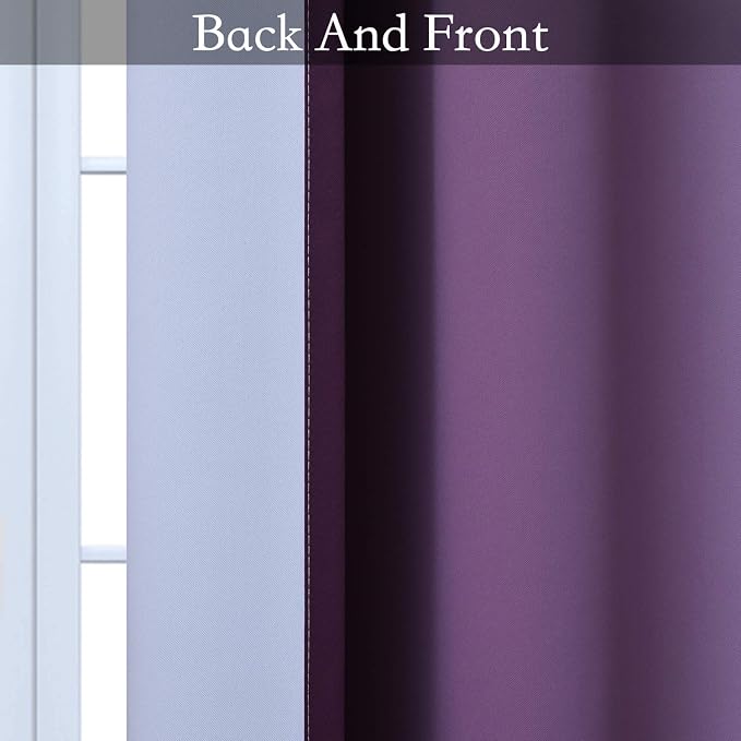 SimpleHome Ombre Purple to Grey White Curtains - Image 4