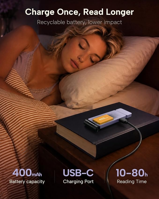 86lux Book Light, Rechargeable Clip-On LED Reading Light - Image 5