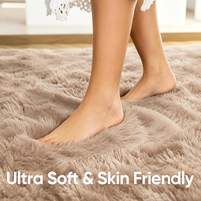 9x12 Extra Large Beige Fluffy Area Rug Non-Slip - Image 5
