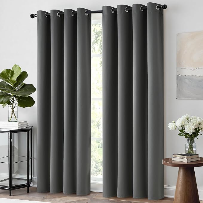 Yakamok Room Darkening Curtains 52x96 inch Length Dark Grey-Living Room | 2 - Image 2