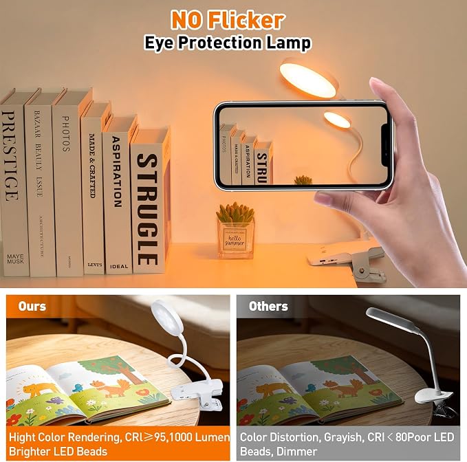Cordless Rechargeable Clip On Desk Lamp Thick Flexible 360° Gooseneck | 450 - Image 7