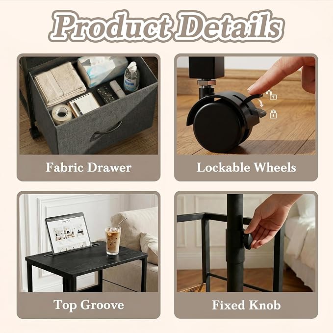 Faesun Swivel Lift Top Nightstand - Image 5