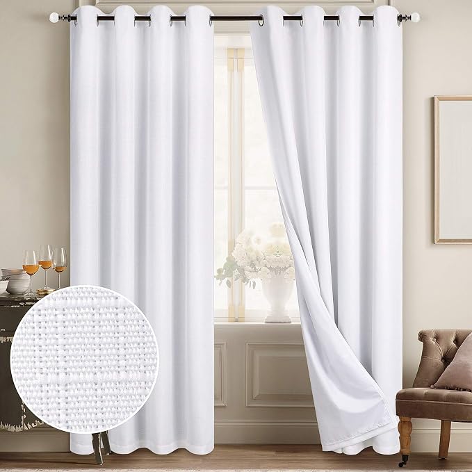 Diraysid 100% Blackout White Curtains Linen Curtains by Diraysid%2C+refresh+your+life