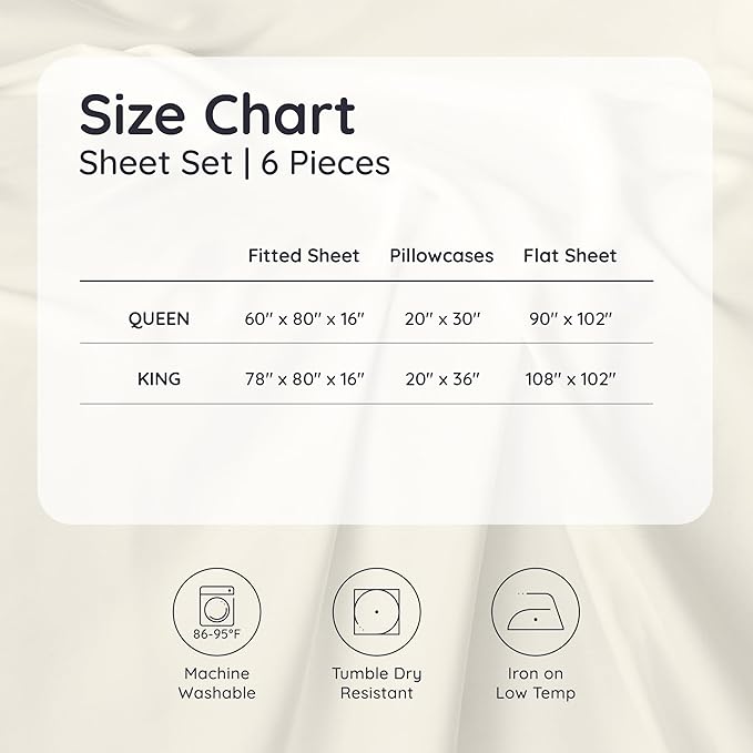 Bambaw 100% Viscose Derived from Bamboo Sheets Queen Size Set – 6pcs Deep Pocket Cooling Queen Sheets, Fits Up to 16'' with Elastic Corner Straps, Buttery Soft Sheets Queen (Dark Gray)