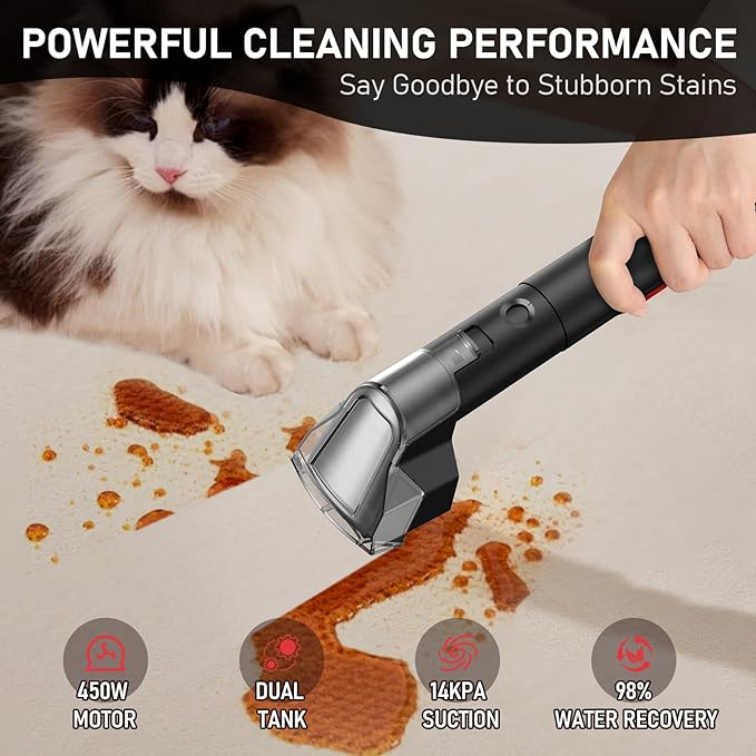 C9 Portable Carpet & Upholstery Cleaner Machine, Spot and Stain Deep Cleaner with Remover Formula for Pets,Stairs,Couch Area Rugs,Upholstery,Car Seat