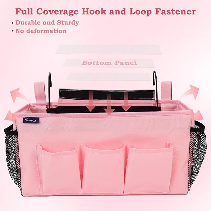 Surblue Bedside Organizer with Hook Caddy Hanging Storage Bag with Adjustable - Image 4