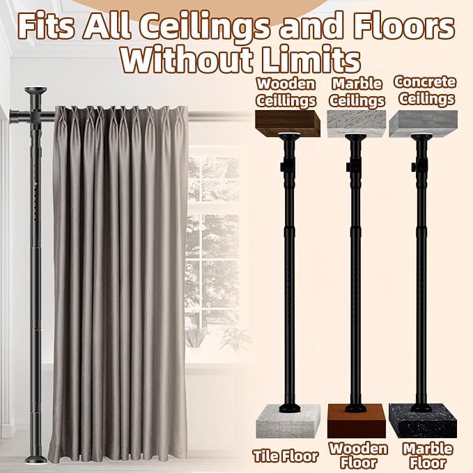 Room Divider, Tension Curtain Rod No Drilling, 4-10ft 28-70inch Wall Divider - Image 5