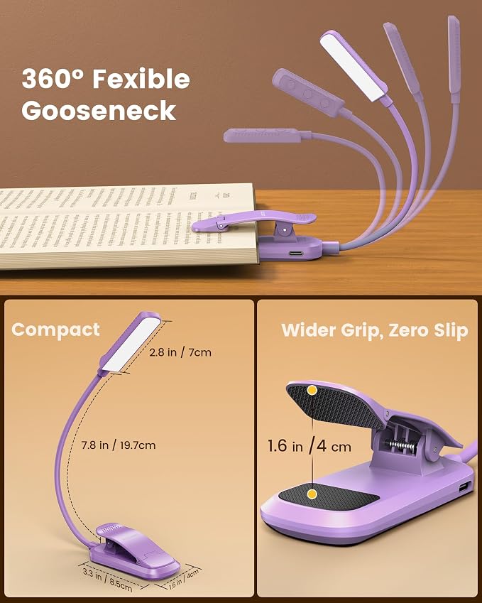 Glocusent 13 LED Book Lights for Reading at Night, Gifts for Book Lovers | - Image 6