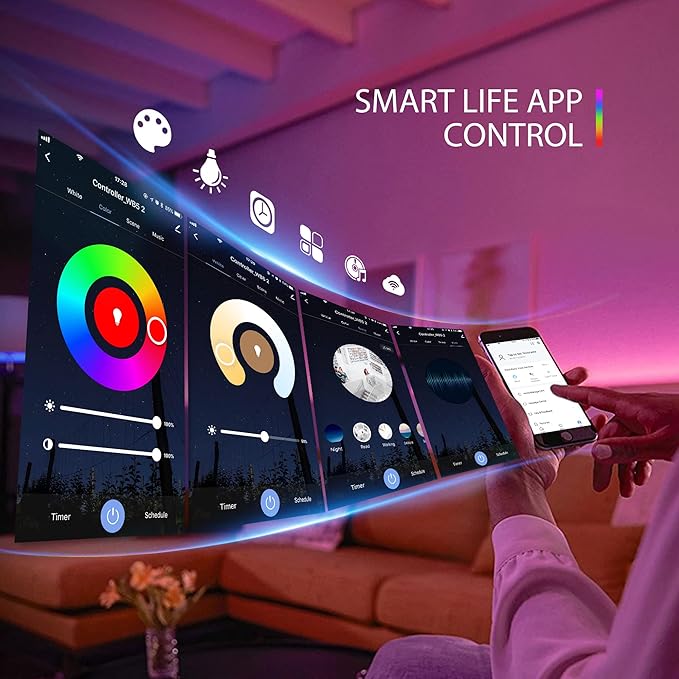 XXK WB5 RF WiFi Bluetooth LED Strip Controller RGB CCT RGBW 5in1 Dimmable Compatible with Smart Life APP/Alexa Echo/Google Assistant Home/Siri, DC12-24V Lights Controller