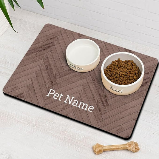 Personalized Dog Food Mat for Floors Absorbent, Custom Pet Cat Food Mat - Quick Dry Dog Bowl Mats for Food and Water Pet Supplies