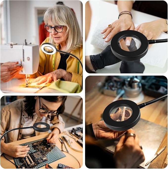 LALISU Clip on Lamp, 5X Magnifying Glass - Image 8