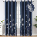 Elegant Silver Palm Tree Pattern Blackout Curtains Foil Print Light Blocking by ESTELARTEXTILER