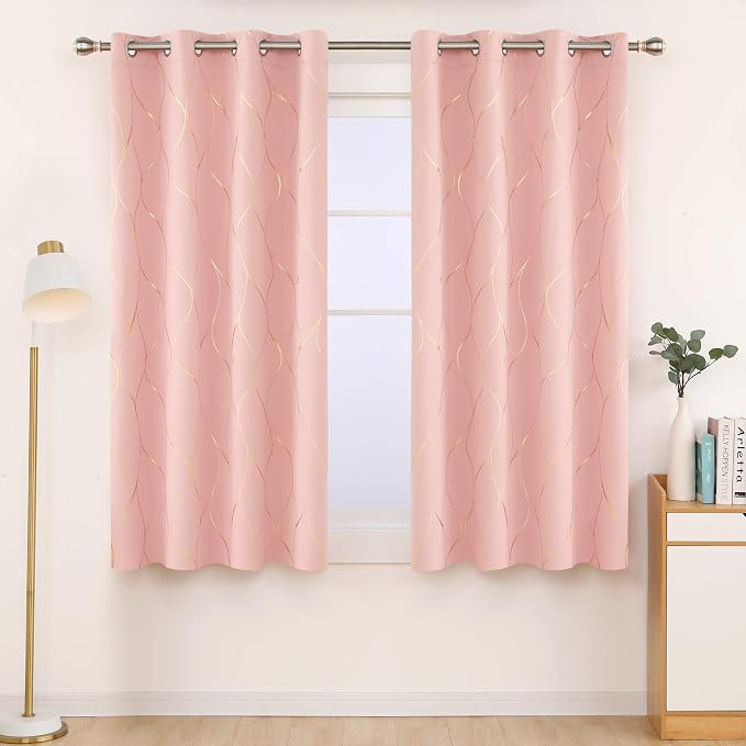 Deconovo Curtains for Living Room, Pattern Blackout Curtains 54 Inches Long | - Image 2
