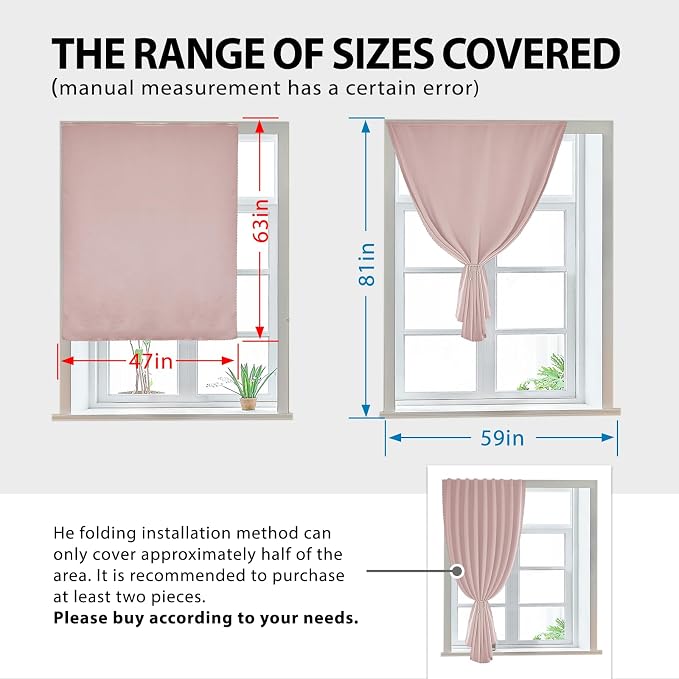 Autohesion Curtains for Windows, Bedroom Blackout Curtains for - Image 3