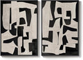 Framed Black and Beige Abstract Wall Art, 2 Piece Canvas Prints Paintings by Cuspin