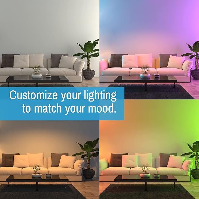 CLEANLIFE 4-Pack Smart LED Recessed Lighting Retrofit Downlight RGB + Tunable White Color Changing Bluetooth + WiFi Dimmable LED Can Lights Fits 5 and 6 inch - 12W, 65W Equivalent, App Enabled