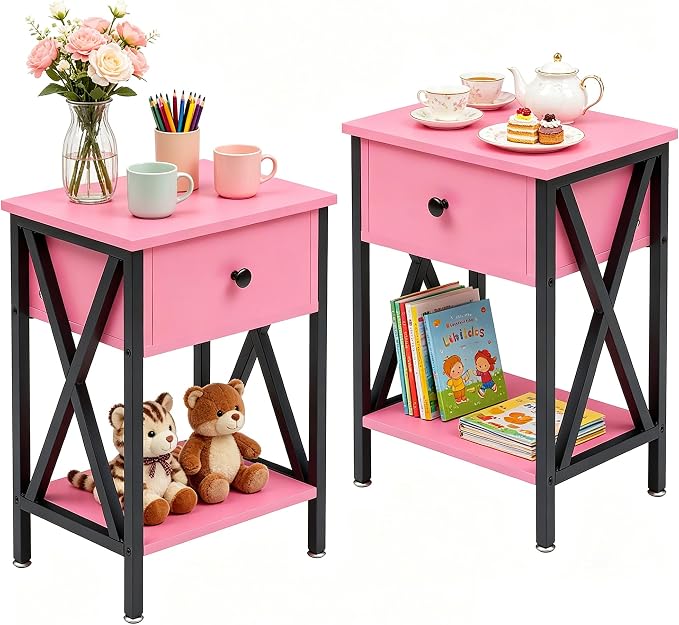 VECELO Nightstands Set of 2, Modern Bedside End Tables, Night Stands by VECELO