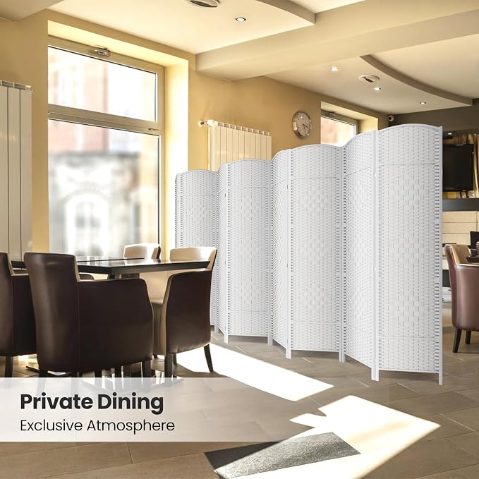 8 Panel Folding Room Divider, Woven Privacy Screen, handcrafted diamond pattern - Image 6